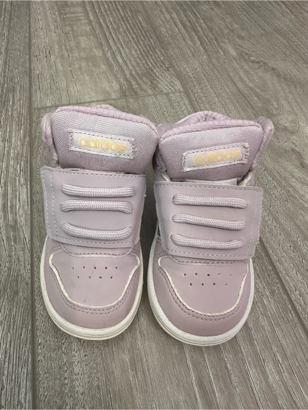 Adidas Toddler Girls Lavender and Gray/Silver High-Top Sneakers 5.5K